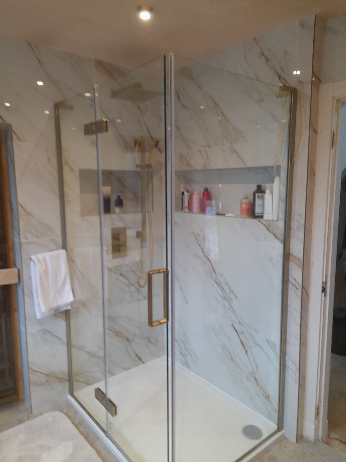 Glass Shower with Built-in Niche